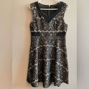 Material Girl Dress with Black Lace over Nude Underlay & Sheer